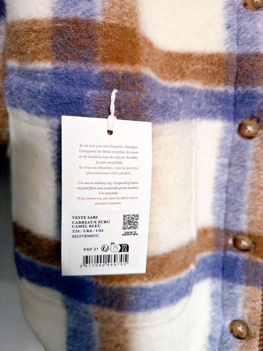 NWT Reversible Sezane Sari Jacket 34/2 - Picture 4 of 9